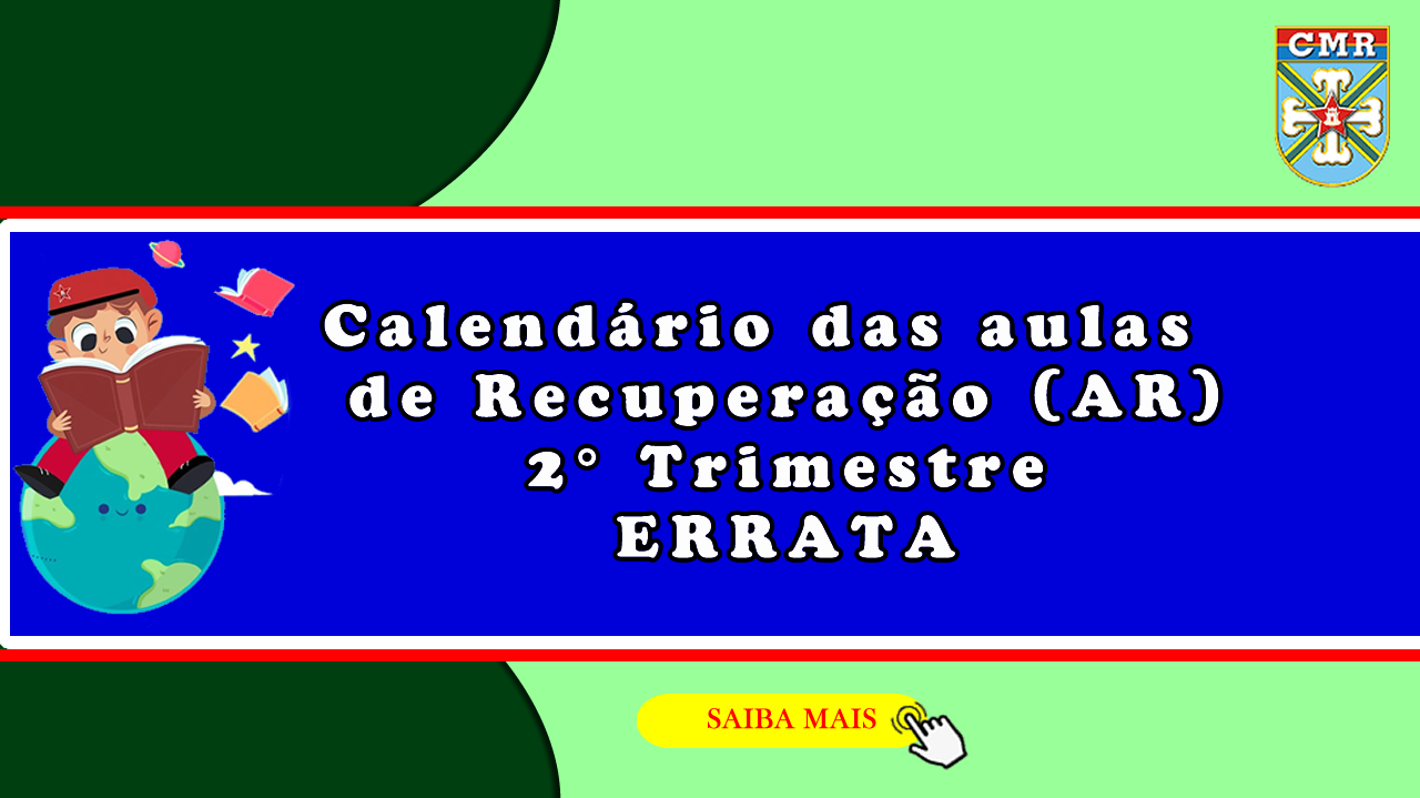 Calendário das aulas de Recuperação (AR) - 2º Trimestre - ENSINO FUNDAMENTAL